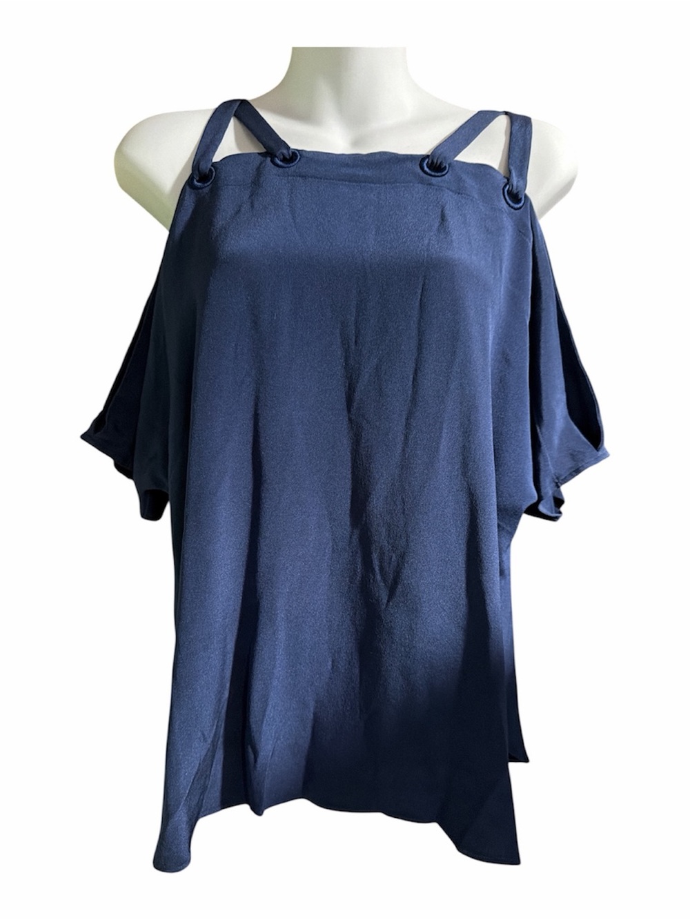 Ramy Brook Silk Navy Cold-Shoulder Blouse
